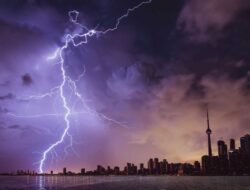 Dramatic footage shows a house collapsing due to a thunderstorm